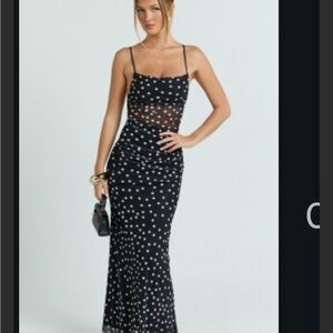 Black Polka Dot Mesh Maxi Dress